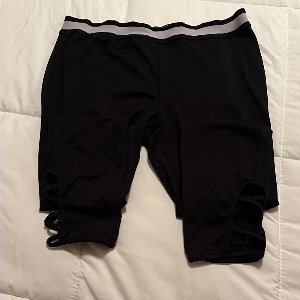 art class Black Leggings with Gray Waistband